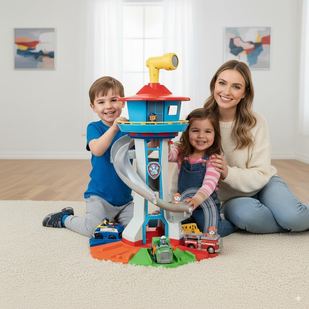 Kinderspielset mit Autos und Rutschbahn-Rennstrecke – Spielzeug für drinnen & draußen