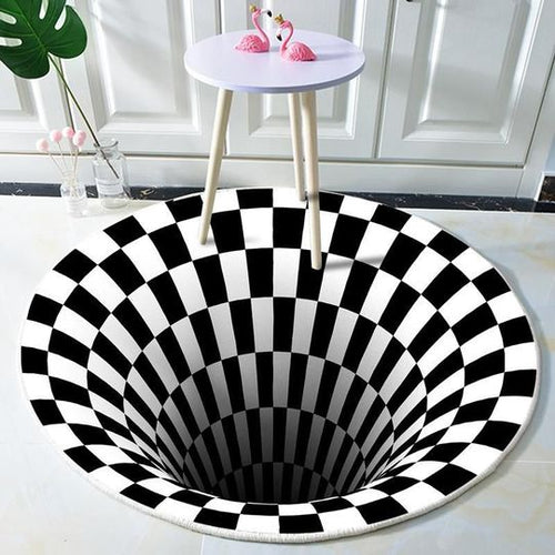 3D Round Vortex Illusion Rug - Black Hole Rug - SKINMOZ MARKET