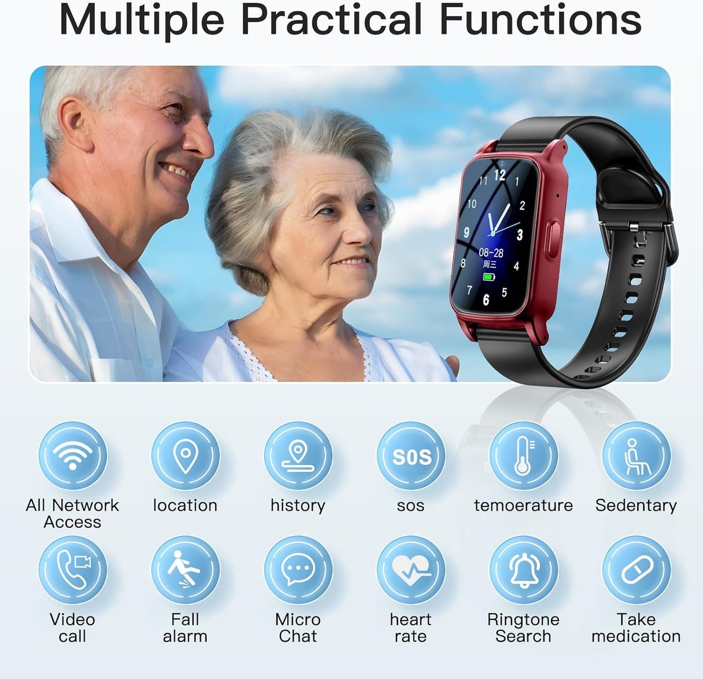 Senioren GPS Smartwatch – Sturzerkennung, SOS-Notfallalarm & Aktivitäts-Tracking für ältere Menschen