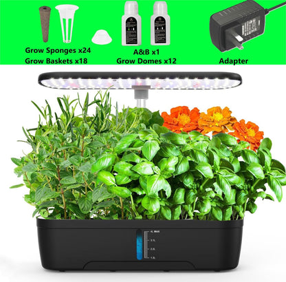 12-Pod Hydroponik-Anbausystem-Kit, Höhenverstellbar, Leise Smart-Pumpe